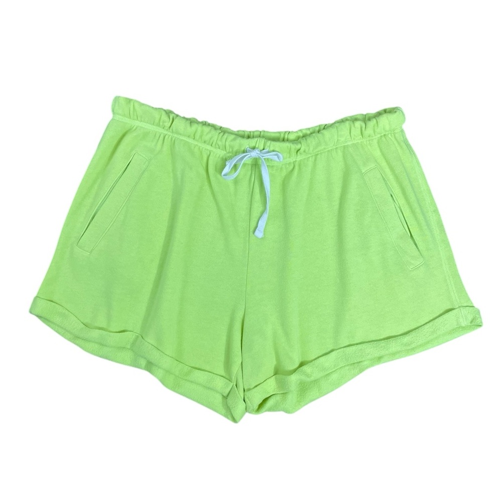PINK Victorias Secret | Vibrant Yellow Fleece Sweat Short Drawstring Rolled Cuff